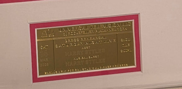 Harry Styles Saturday Night Live SNL GOLDEN TICKET Souvenir SNL RARE 3/14 Framed