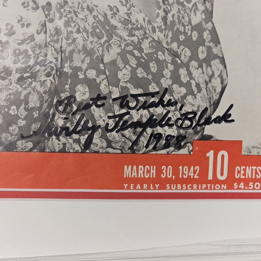 Shirley Tempe Black Signed Autographed Life Magazine  1942 JSA Certified RARE