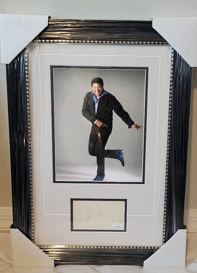 Chubby Checker vintage  signed card Autographed  professionally framed JSA COA