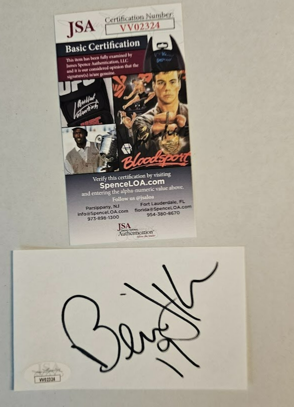 Bernie Kosar  Signed Autographed index card JSA COA Cleveland Browns Hurricains