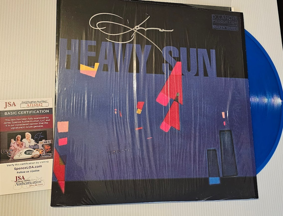 DANIEL LANOIS Signed Autographed HEavy Sun Blue  LP Record Vinyl JSA  COA