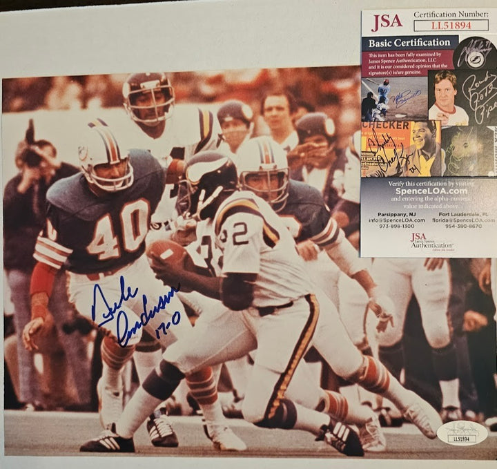 Dick Anderson  Signed Autographed Picture Photo Miami Dolphins JSA COA