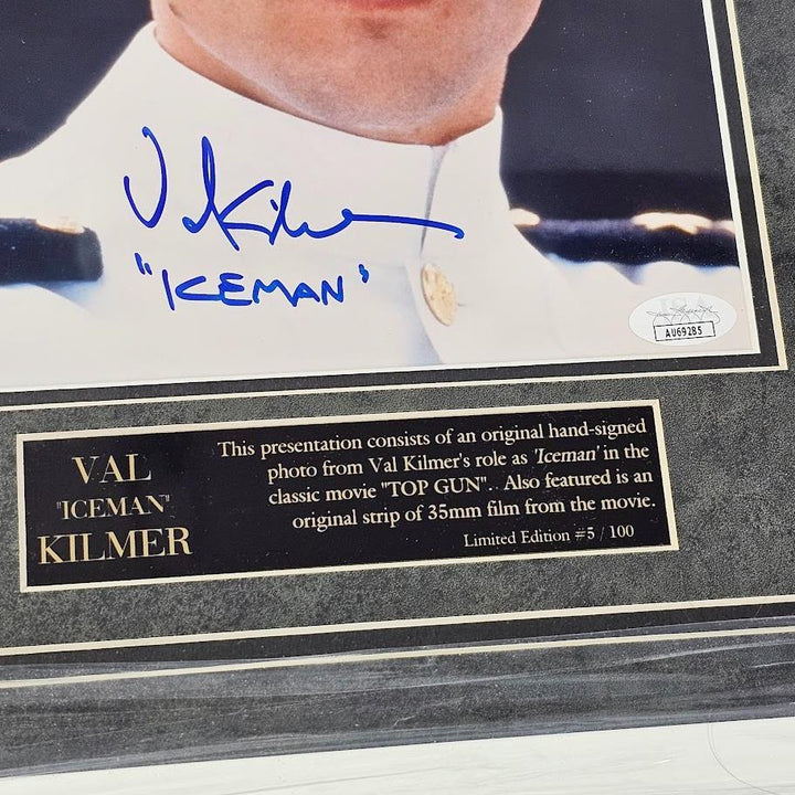 Val Kilmer Signed  Iceman Top Gun Picture w/35mm film Strip JSA COA 1 of 100 