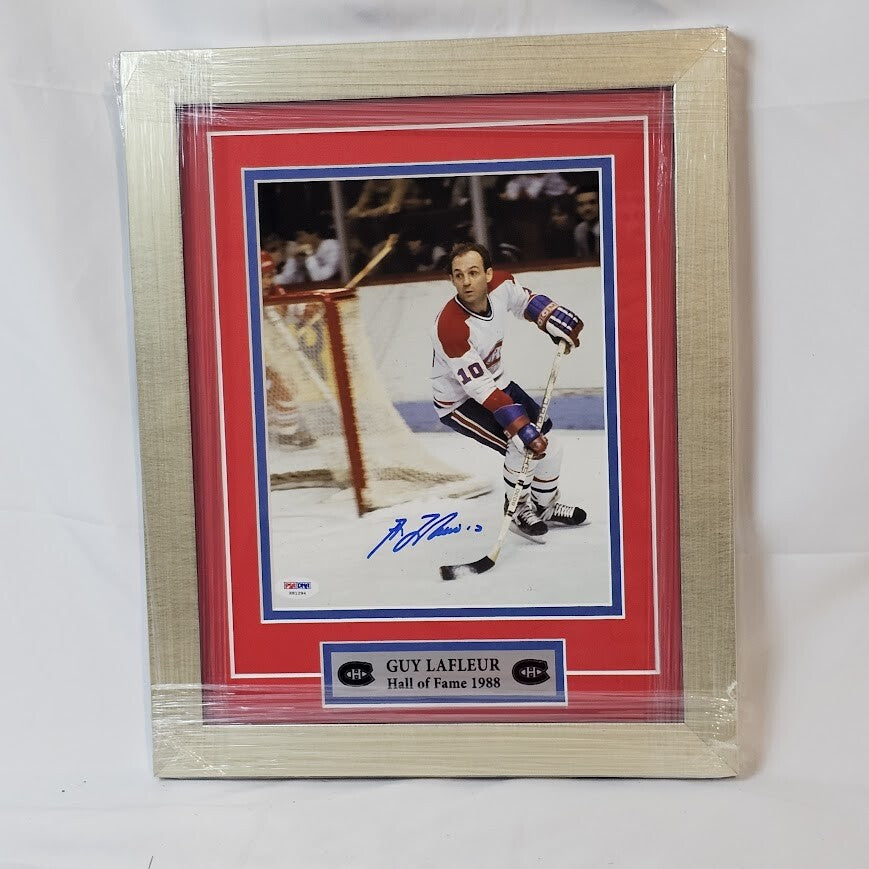 Guy Lafleur Signed Picture Montreal Canadians  HOF Framed  PSA Certified