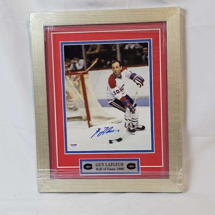 Guy Lafleur Signed Picture Montreal Canadians  HOF Framed  PSA Certified