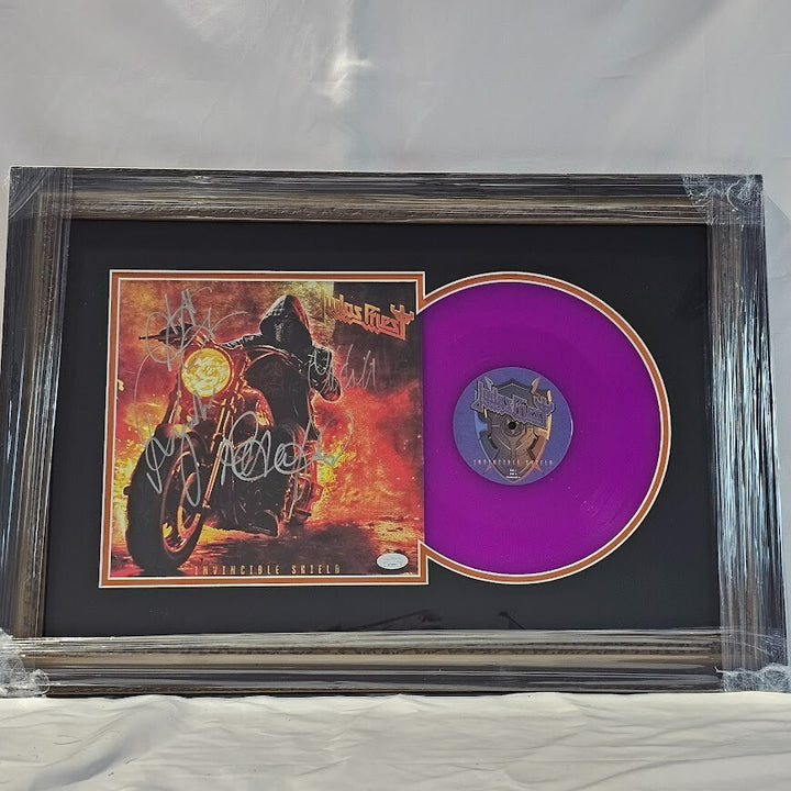 Judas Priest Band Signed Autographed Invincible Shield JSA Purple Record Vinyl