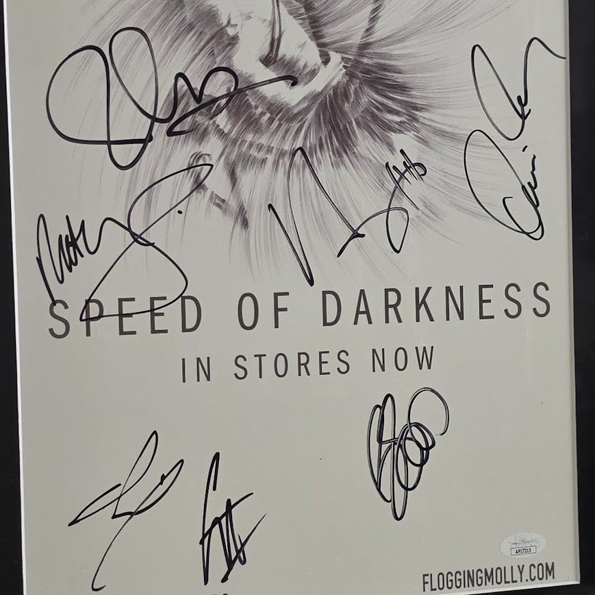 Flogging Molly signed poster Speed of Darkness  JSA Certified COA Framed