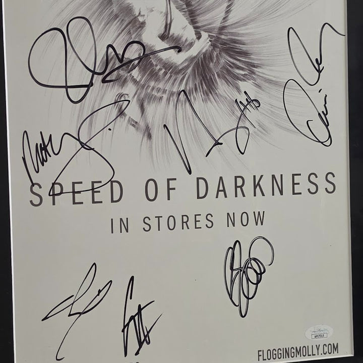 Flogging Molly signed poster Speed of Darkness  JSA Certified COA Framed