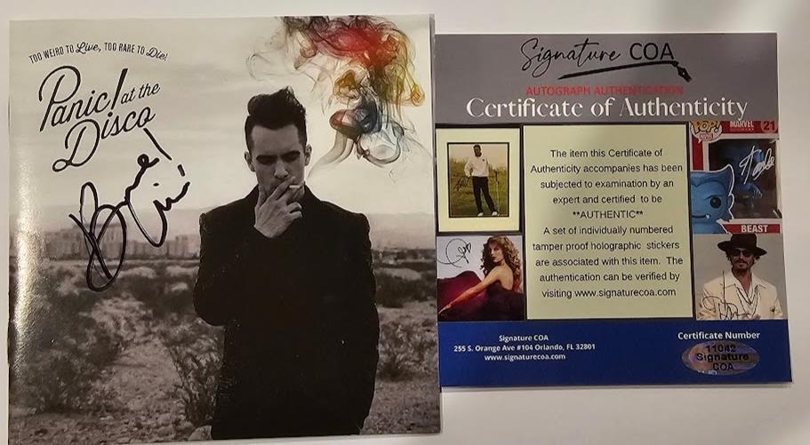 Brendon Urie Signed To Weird to Live To Rare to Die Panic at the Disco COA