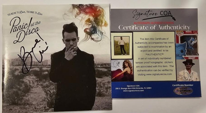 Brendon Urie Signed To Weird to Live To Rare to Die Panic at the Disco COA