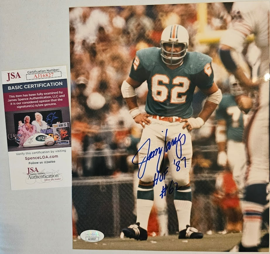 Jim Langer Signed Autographed Picture Photo Miami Dolphins JSA COA