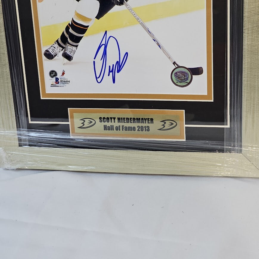 Scott Neidermayer Signed Picture Anaheim Ducks HOF   Framed Beckett Certified