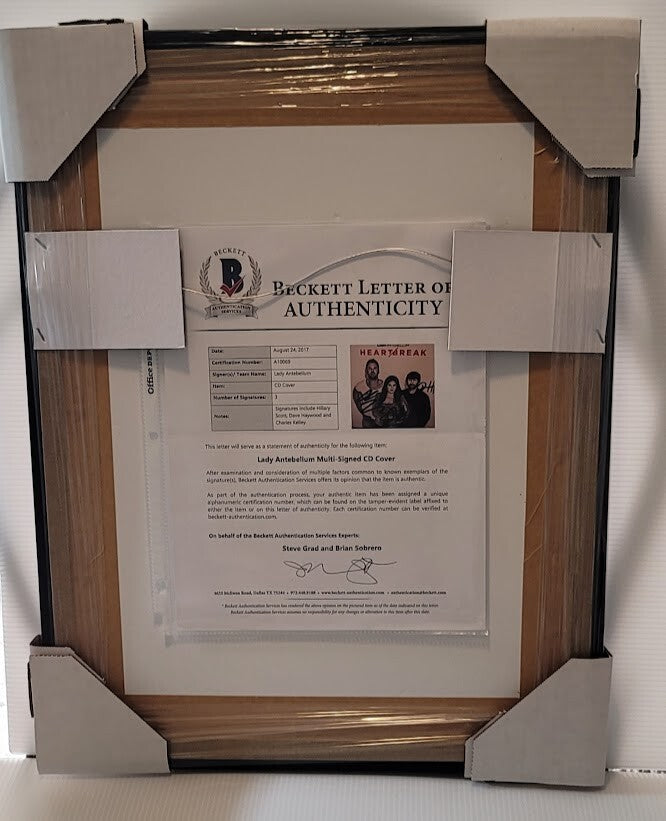 Lady A Antebellum Signed Autographed Heartbreak CD Beckett  Certified Framed