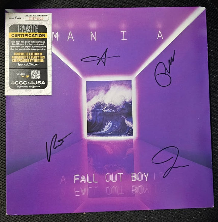 Fall Out Boy Band  Signed Autographed Mania LP Record Vinyl JSA COA