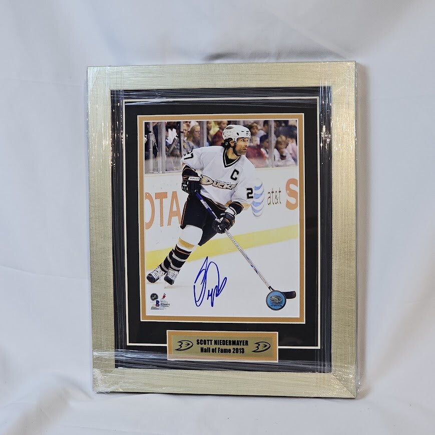 Scott Neidermayer Signed Picture Anaheim Ducks HOF   Framed Beckett Certified