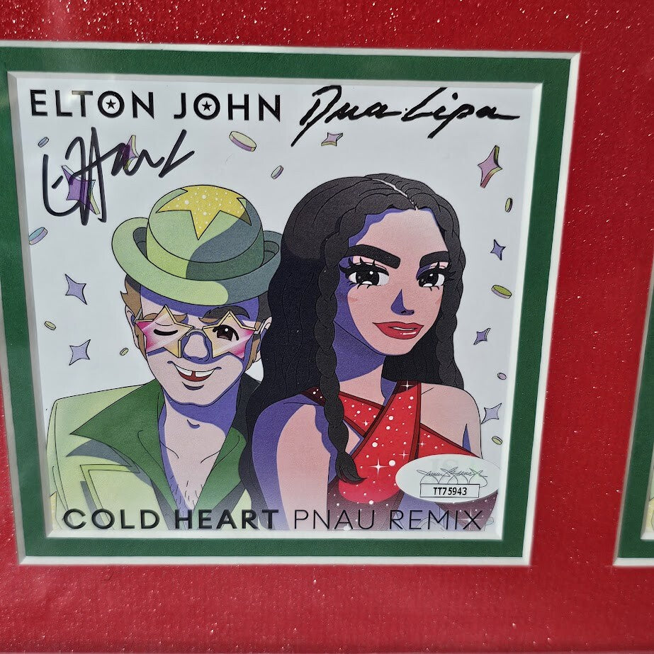 Elton John AND Dua Lipa signed CD Cold Heart Autographed Framed