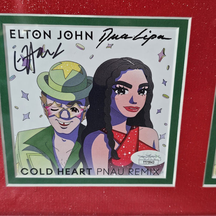Elton John AND Dua Lipa signed CD Cold Heart Autographed Framed