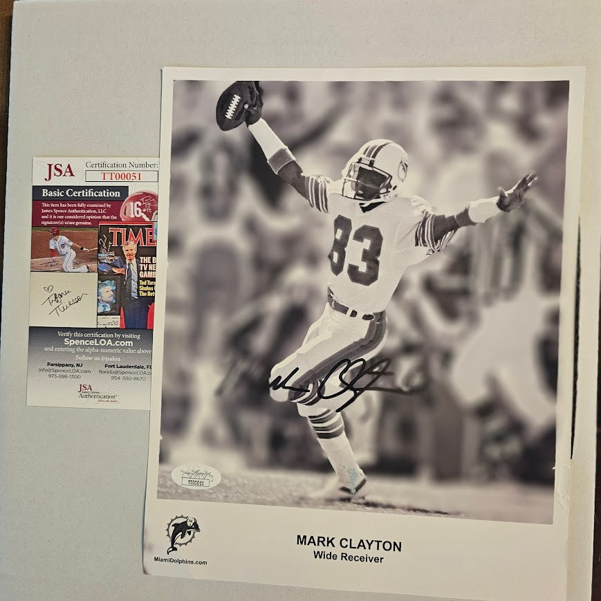 Mark Clayton Signed picture Photo Autographed  Miami Dolphins JSA COA