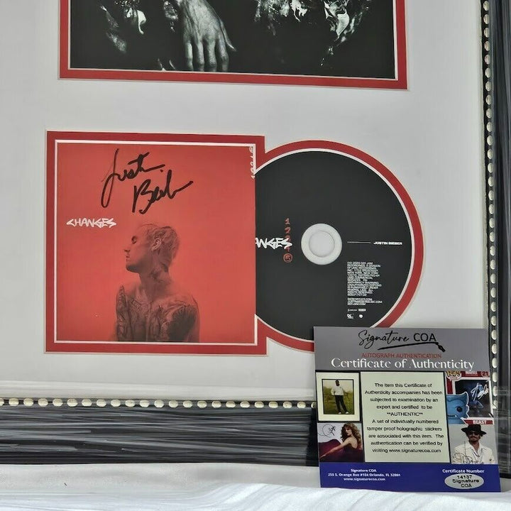 Justin Beiber Autographed Signed Changes CD   COA Framed