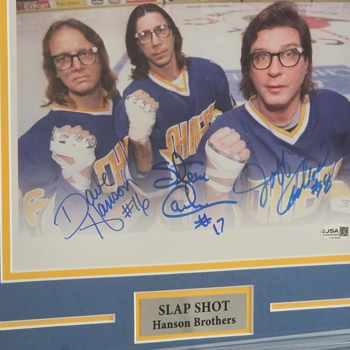 The Hanson Brothers Slap Shot Autographed signed Picture JSA COA Chiefs