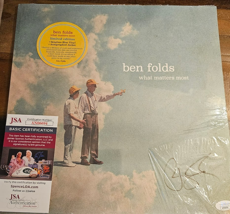 Ben Folds  What Matters Most  Autogrpahed Seaglass Blue LP Vinyl Signed  JSA COA