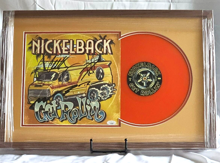 Nickelback Band Signed Get Rollin LP JSA Authenticated Translucent Orange