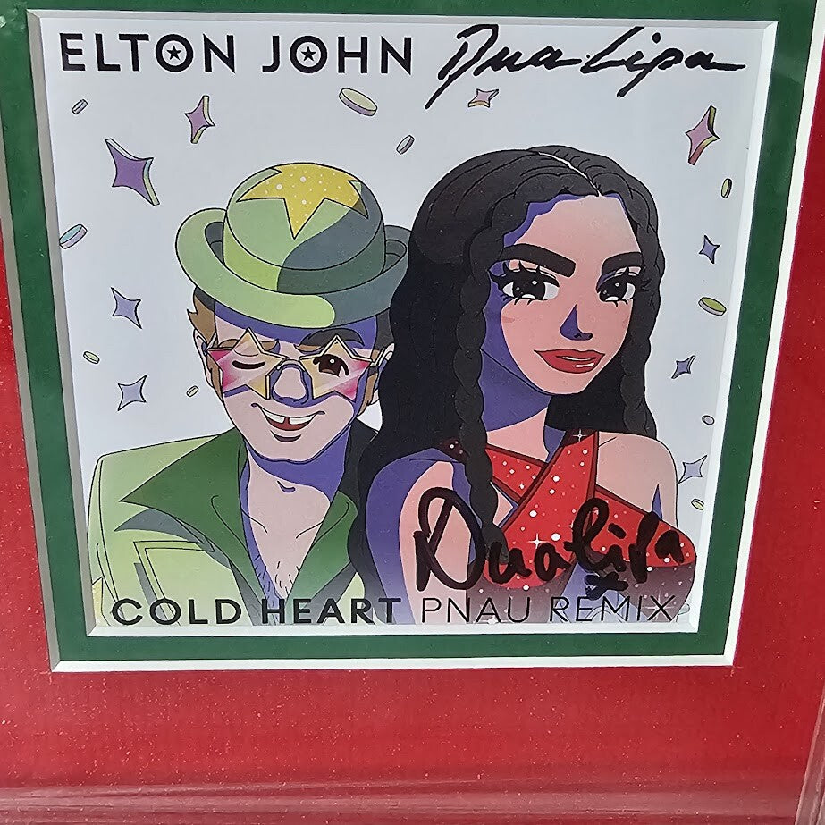Elton John AND Dua Lipa signed CD Cold Heart Autographed Framed