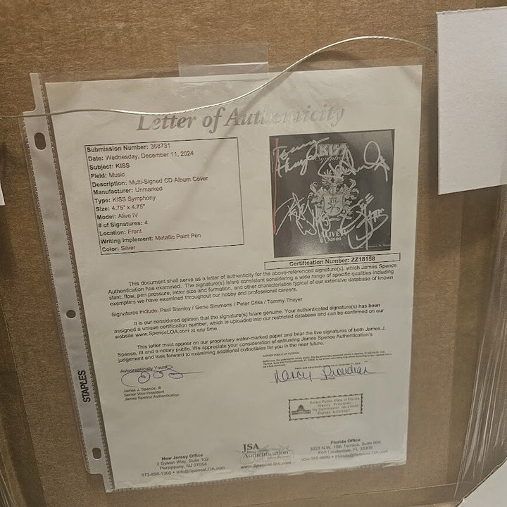 KISS Band hand Signed Autographed CD Alive 4 IV JSA full Letter Certified