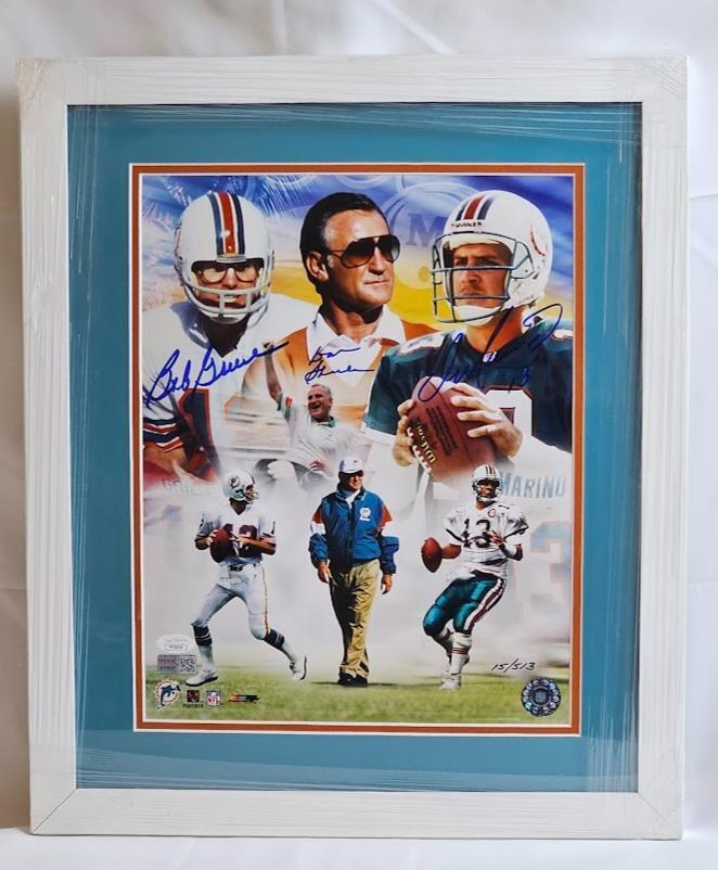 Dan Marino Bob Greise  Shula Miami Dolphins Signed Picture JSA LOA 15 of 533 