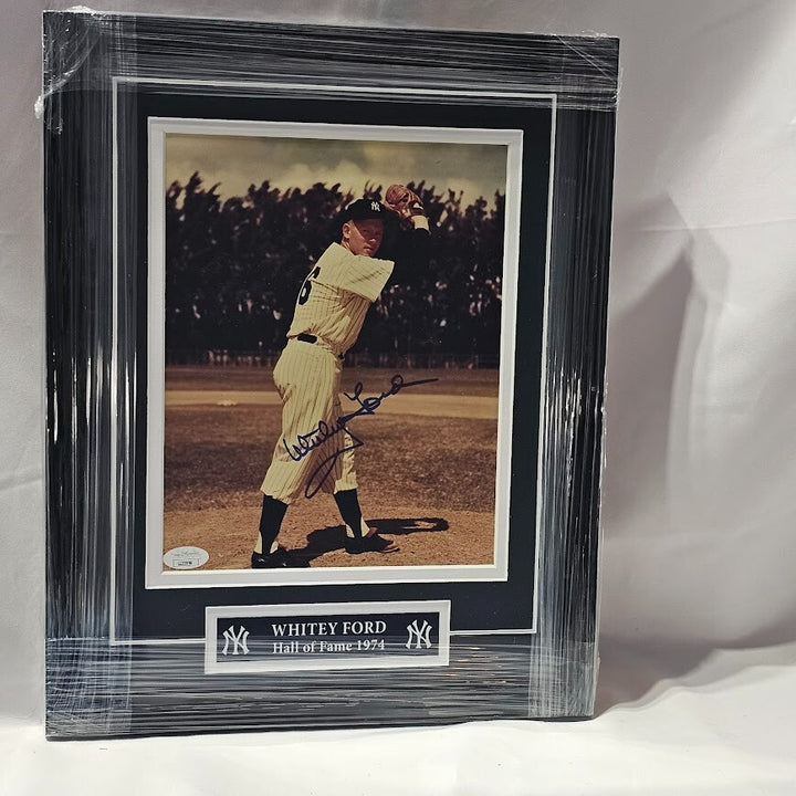 Whitey Ford  FRAMED SIGNED Yankees  8x10 PHOTO JSA  COA Autographed