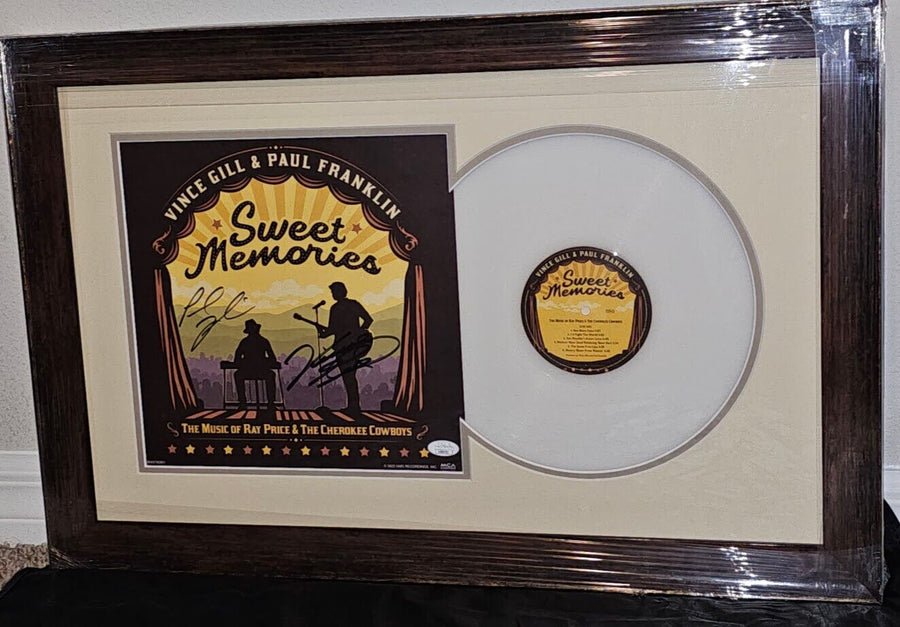 Vince Gill &  Paul Franklin Signed Autographed Sweet Memories  LP JSA  COA