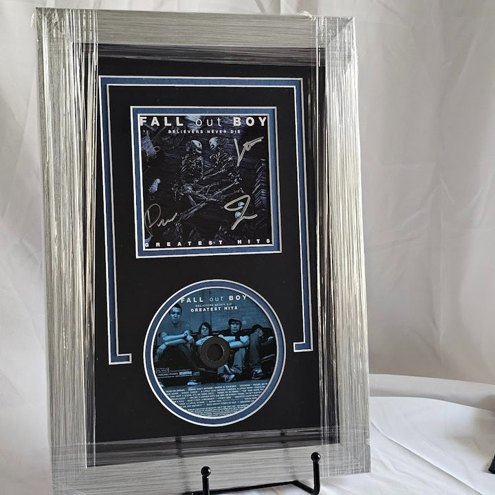 Fall Out Boy Band Signed Believers Never Die CD Autographed JSA COA Framed