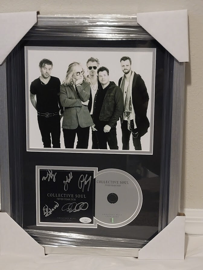 Collective Soul Band Signed Autographed 7 Year Itch CD  JSA Certified Framed