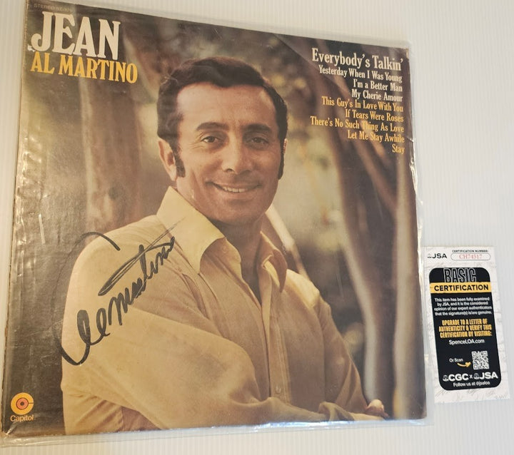 Jean Al Martino  SIGNED Vinyl LP Everybody's Talking  AUTOGRAPHED INSERT JSA COA