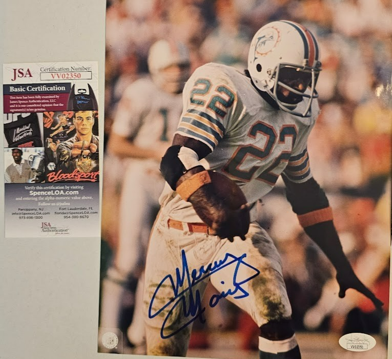 Mercury Morris Signed  Autographed picture Photo  Miami Dolphins JSA COA