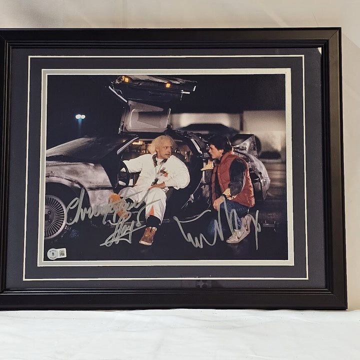 Back to the Future Christopher Lloyd Michael J Fox Signed Picture BAS WitnessCOA