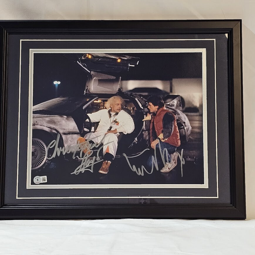 Back to the Future Christopher Lloyd Michael J Fox Signed Picture BAS WitnessCOA