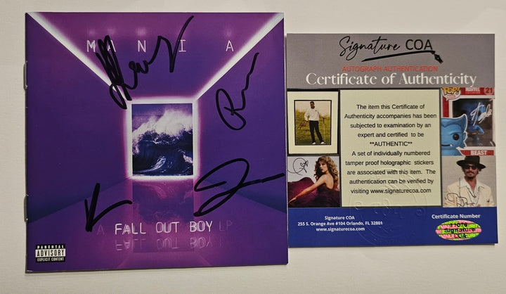 Fall Out Boy Band signed autographed Mania CD  COA