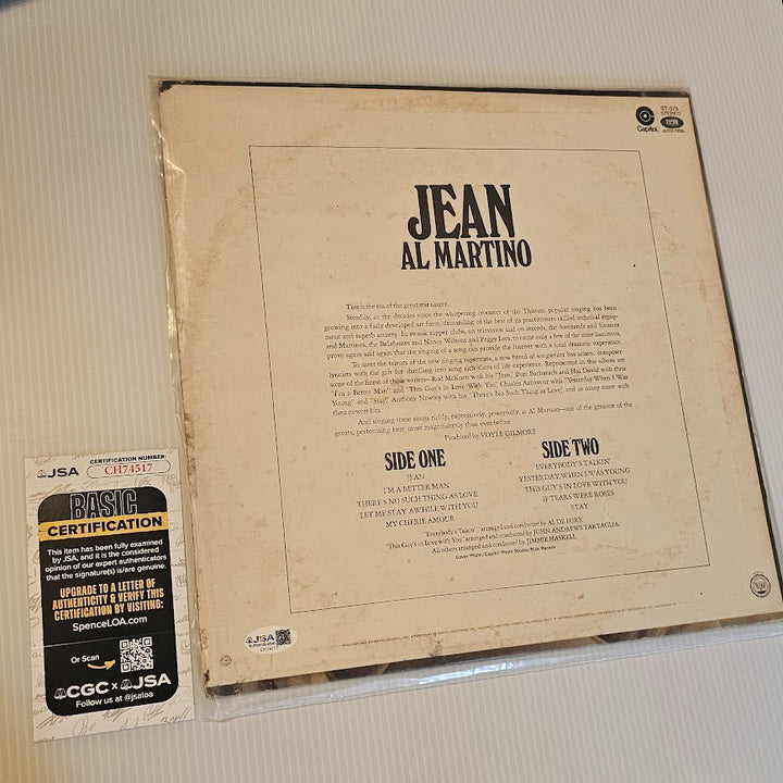 Jean Al Martino  SIGNED Vinyl LP Everybody's Talking  AUTOGRAPHED INSERT JSA COA