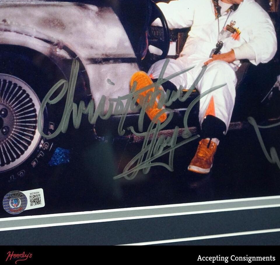 Back to the Future Christopher Lloyd Michael J Fox Signed Picture BAS WitnessCOA