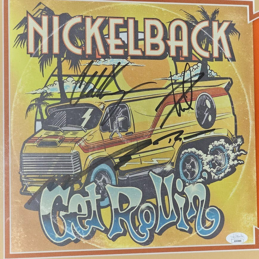 Nickelback Band Signed Get Rollin LP JSA Authenticated Translucent Orange