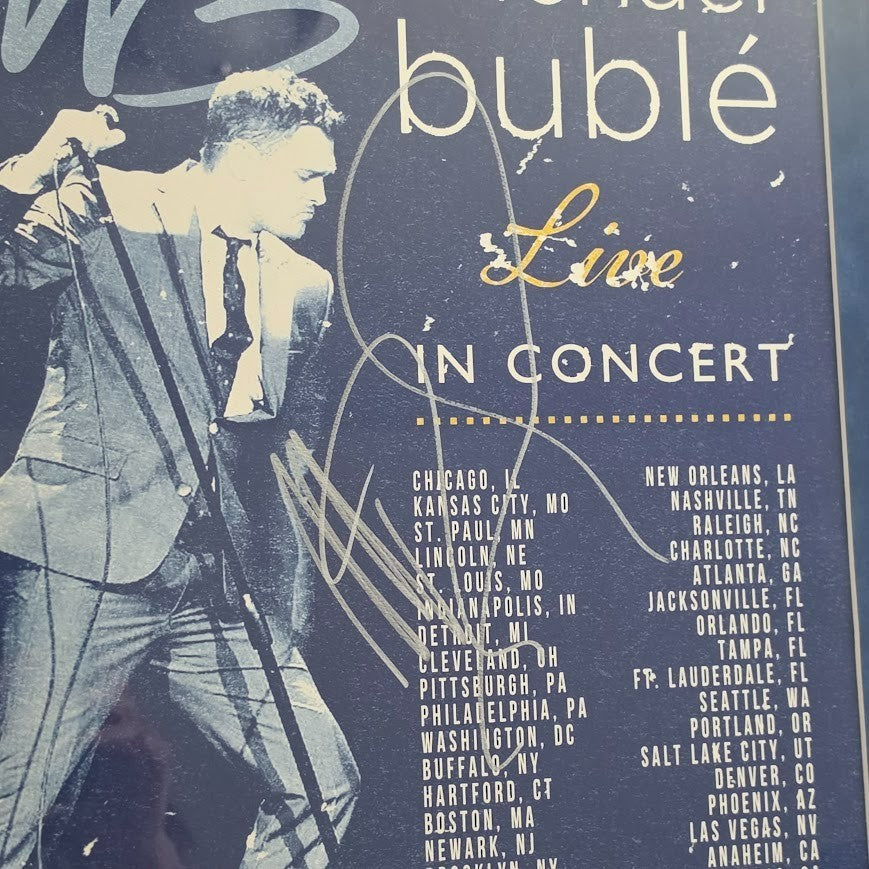 Michael Buble signed poster2023 tour JSA Certified COA Framed
