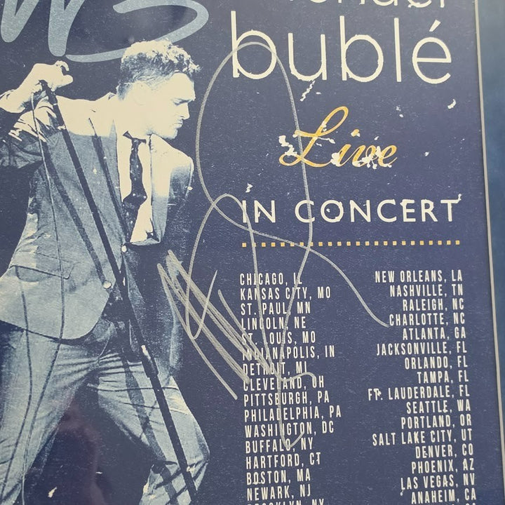 Michael Buble signed poster2023 tour JSA Certified COA Framed