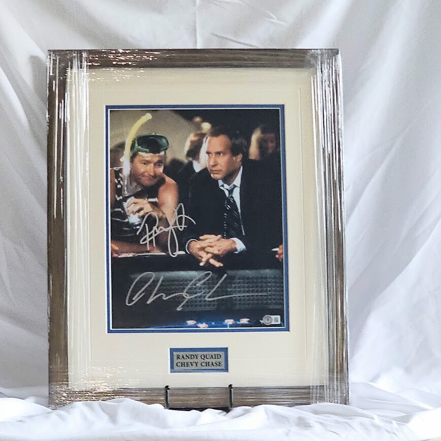 Chevy Chase & Randy Quaid Vegas Vacation Signed 11x14 Photo BAS Witnessed Framed