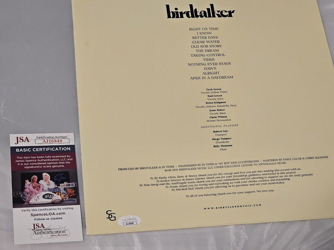 Birdtalker Band Signed  LP JSA Authenticated Translucent Orange