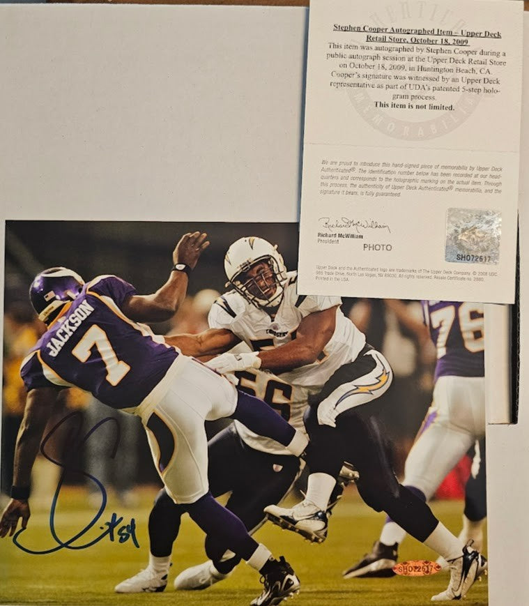 Stephen Cooper Signed picture Photo Autographed LA Chargers  Upper Deck COA