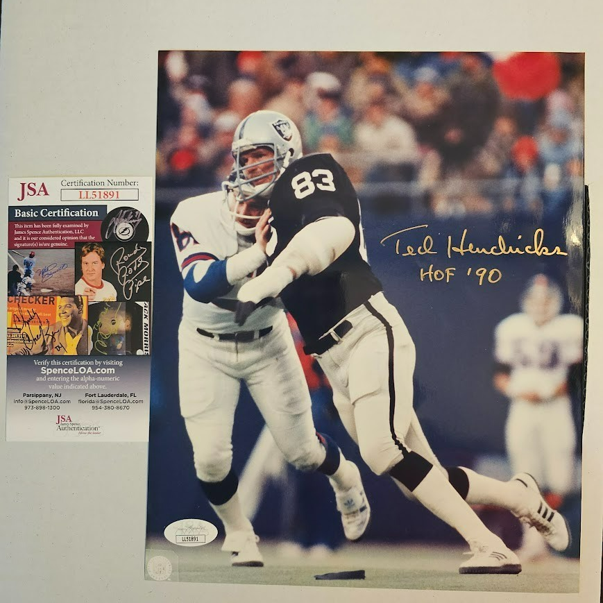 Ted Hendricks  Signed picture Photo Autographed  Oakland Raiders JSA COA