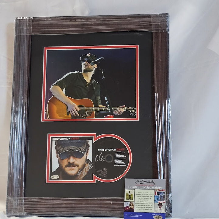 Eric Church Signed Autographed Chiefs CD  Framed COA