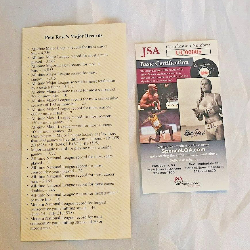 PETE ROSE AUTOGRAPHED SIGNED BALLPARK CAFE TICKET INAUGURAL SEASON REDS JSA COA