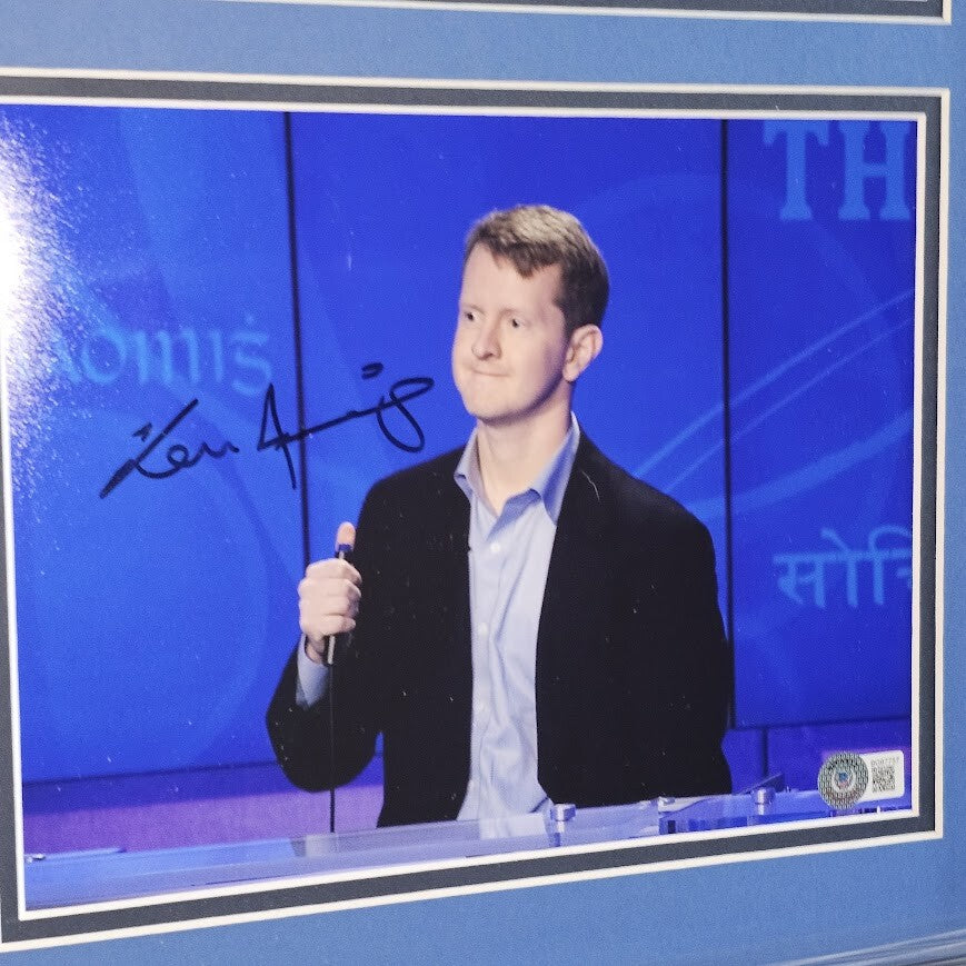 Alex Trebec Ken Jennings Jeopardy Signed Autographed Pictures Framed Becket COA